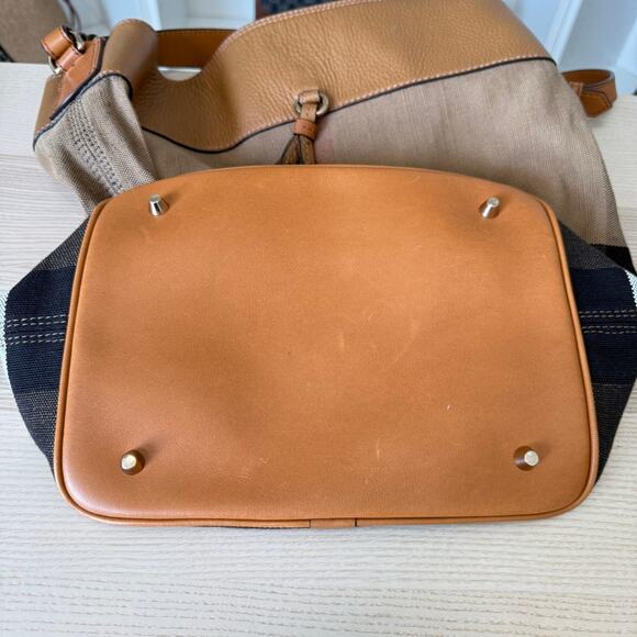Burberry Saddle Brown Check Canvas Ashby Tassel Bucket Bag - Picture 7 of 14